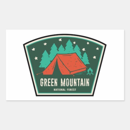 Sticker Rectangulaire Camping forestier national de Green Mountain (Devant)