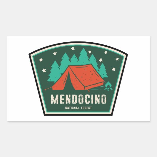 Sticker Rectangulaire Camping forestier national de Mendocino (Devant)
