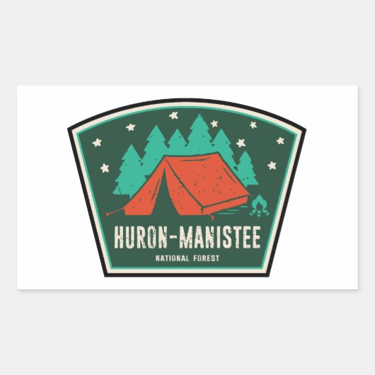 Sticker Rectangulaire Camping forestier national Huron-Manistee (Devant)