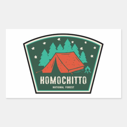 Sticker Rectangulaire Camping Homochitto National Forest Mississippi (Devant)