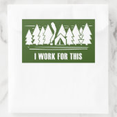 Sticker Rectangulaire Camping, Je Travaille Pour Ça (Sac)