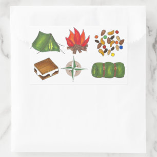 Sticker Rectangulaire Camping Tente Camping Compass S'mores Camping Stic
