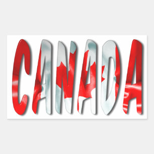 Sticker Rectangulaire Canada Mot Avec Drapeau Texture