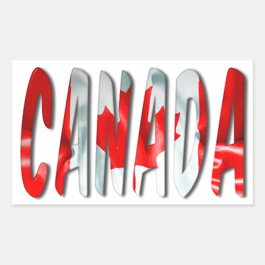 Sticker Rectangulaire Canada Mot Avec Drapeau Texture (Devant)