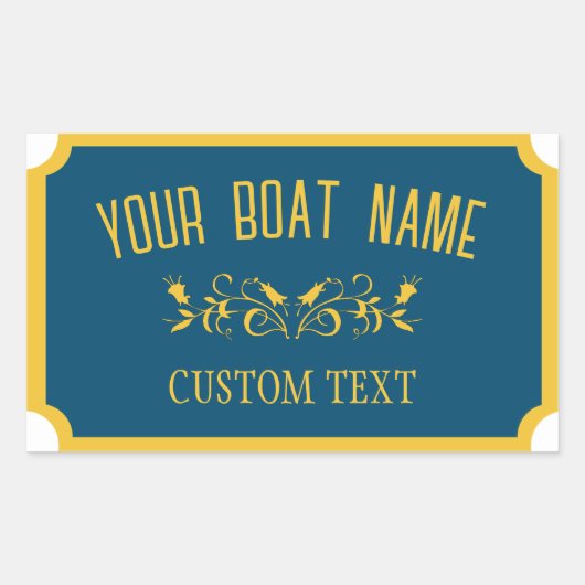 Sticker Rectangulaire Canal Boat traditionnel Custom Boat Nom du bateau (Devant)
