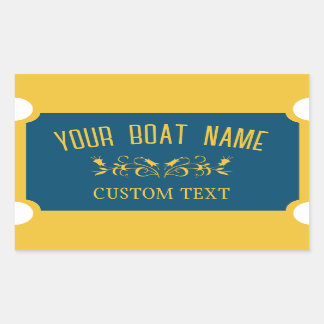 Sticker Rectangulaire Canal Boat traditionnel Custom Boat Nom du bateau