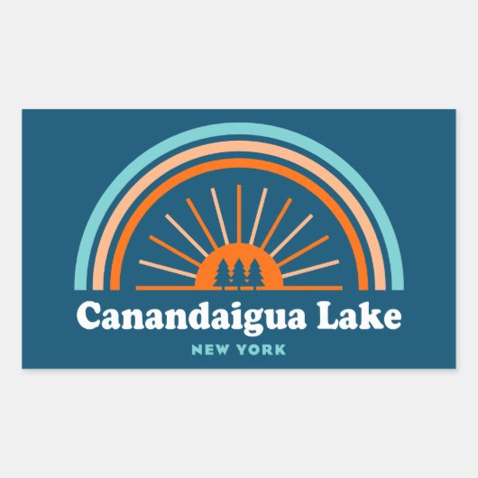Sticker Rectangulaire Canandaigua Lake New York Rainbow (Devant)