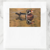 Sticker Rectangulaire Canard à bois mâle sur Golden Lake (Sac)