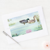 Sticker Rectangulaire Canards aquarelles avec Lotus n Butterfly (Enveloppe)