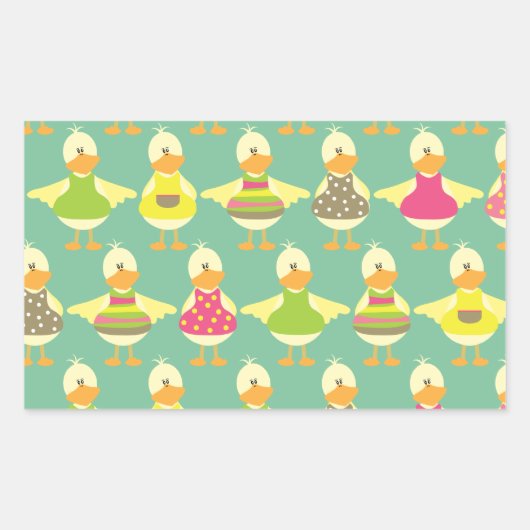 Sticker Rectangulaire canards d'été mignons (Devant)