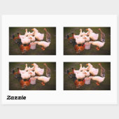 Sticker Rectangulaire Canards et poulets mangent amusants (Feuille)