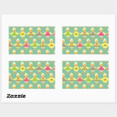Sticker Rectangulaire canards mignons d'été (Feuille)