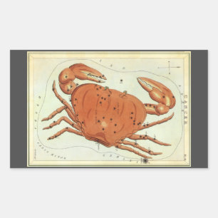 Sticker Rectangulaire Cancer Crabe Constellation Vintage, Miroir d'Urani