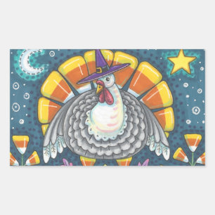 STICKER RECTANGULAIRE CANDY CORN TURKEY, FEUILLE DE BILLETS