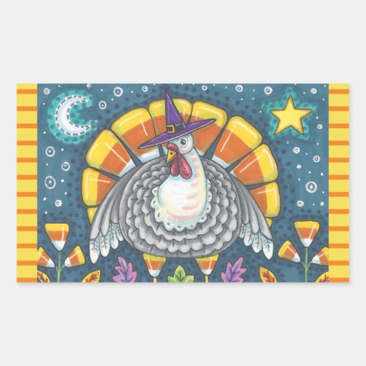 STICKER RECTANGULAIRE CANDY CORN TURKEY, FEUILLE DE BILLETS (Devant)