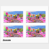 Sticker Rectangulaire Candyland rose (Feuille)