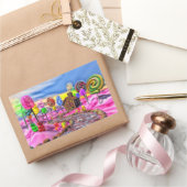 Sticker Rectangulaire Candyland rose (Cadeaux)