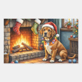 Sticker Rectangulaire Cane Corso Cheminée avec Lumières de Noël (Devant)