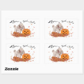 Sticker Rectangulaire Caniche à Halloween (Feuille)