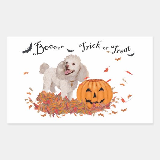 Sticker Rectangulaire Caniche à Halloween (Devant)