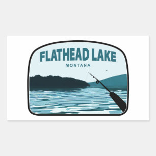 Sticker Rectangulaire Canne à pêche du lac Flathead Montana