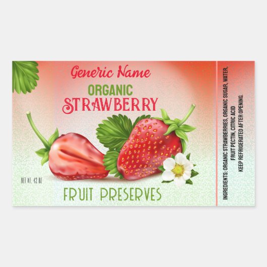 Sticker Rectangulaire Canne aux fruits de fraise (Devant)