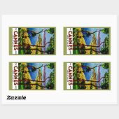 Sticker Rectangulaire Cannes - Côte d'Azur (Feuille)