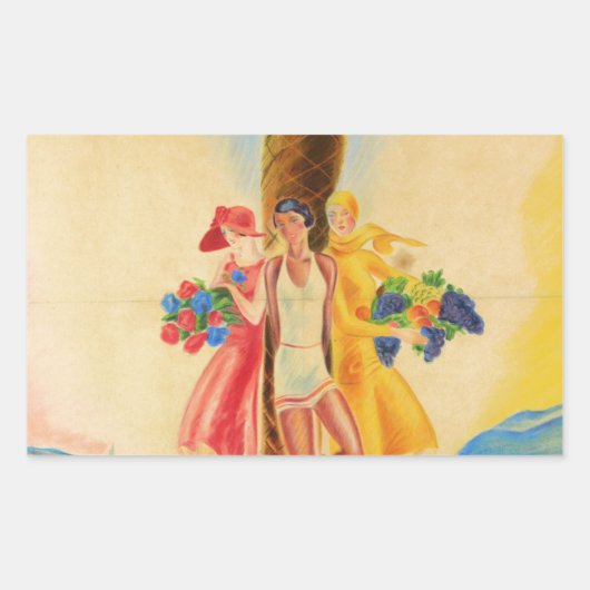 Sticker Rectangulaire Cannes vintage (Devant)