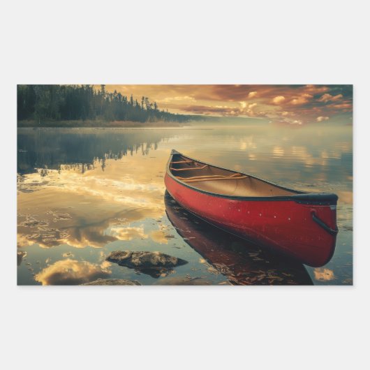 Sticker Rectangulaire Canot dans une rivière (Devant)