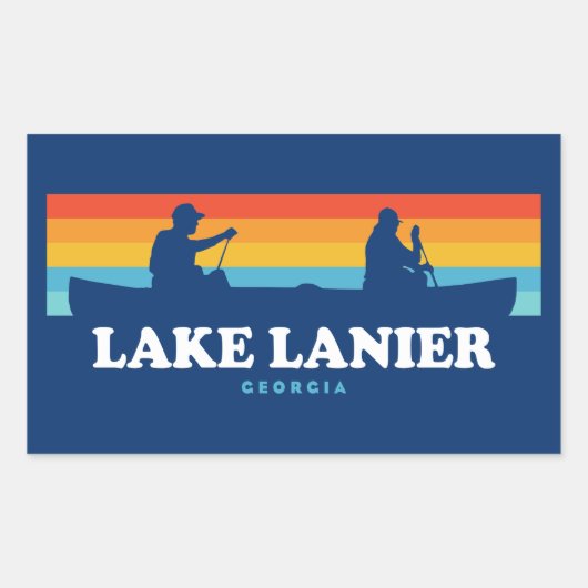 Sticker Rectangulaire Canot du lac Lanier Georgia (Devant)