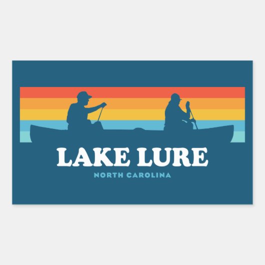 Sticker Rectangulaire Canot du lac Lure Caroline du Nord (Devant)