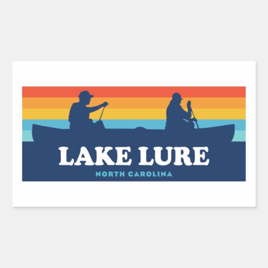 Sticker Rectangulaire Canot du lac Lure Caroline du Nord (Devant)