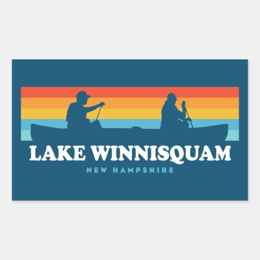 Sticker Rectangulaire Canot du lac Winnisquam New Hampshire (Devant)