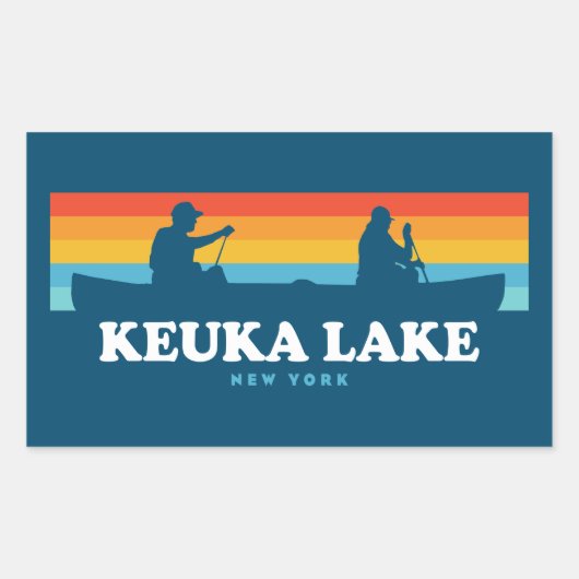 Sticker Rectangulaire Canot Keuka Lake New York (Devant)