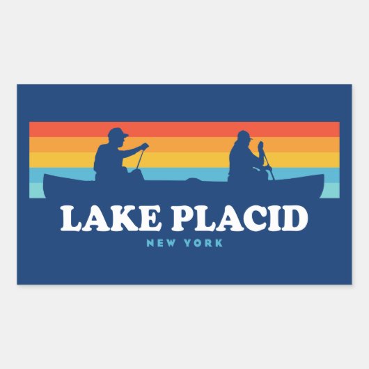 Sticker Rectangulaire Canot Lake Placid New York (Devant)
