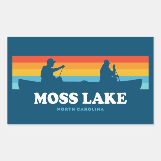 Sticker Rectangulaire Canot Moss Lake Caroline du Nord (Devant)
