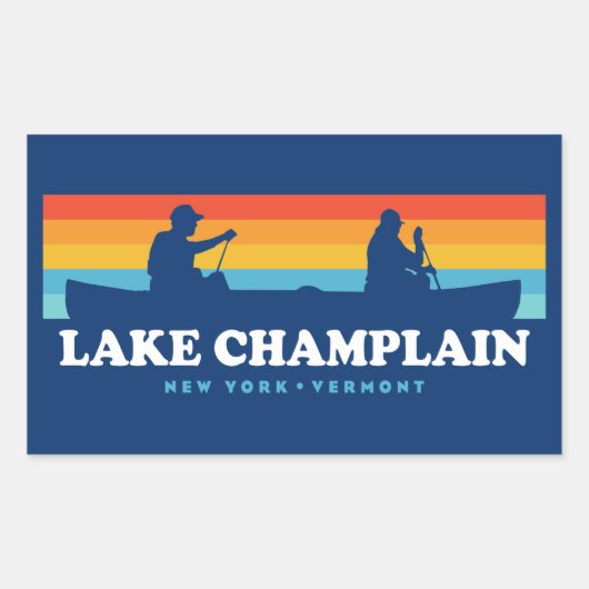 Sticker Rectangulaire Canot Vermont du lac Champlain New York (Devant)