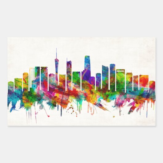 Sticker Rectangulaire Canton Chine Skyline (Devant)