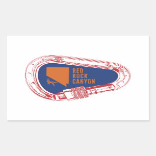 Sticker Rectangulaire Canyon rouge de roche montant Carabiner