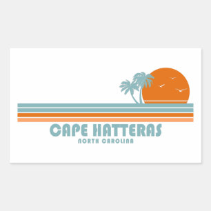 Sticker Rectangulaire Cape Hatteras Caroline du Nord Sun Palm Trees
