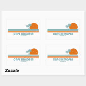Sticker Rectangulaire Cape Henlopen Delaware Sun Palm Trees (Feuille)