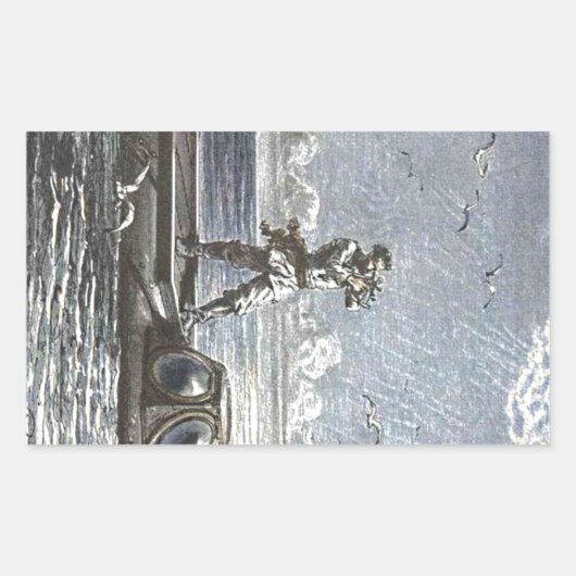 Sticker Rectangulaire Capitaine Nemo Verne 20 000 lieues Sci Fi Art (Devant)