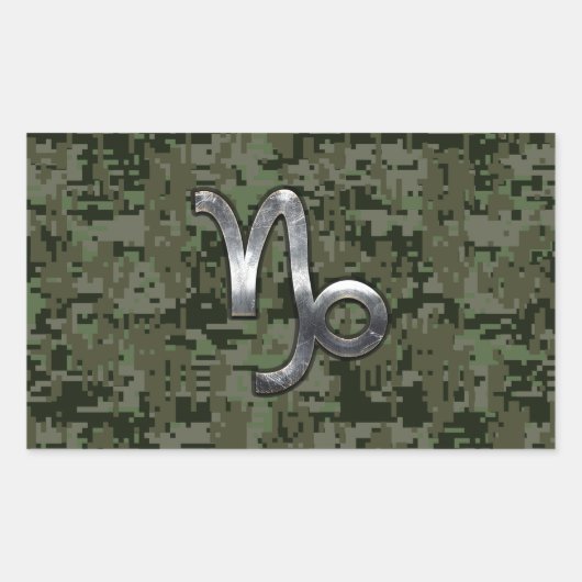 Sticker Rectangulaire Capricorn Zodiac Connexion vert olive camo numériq (Devant)