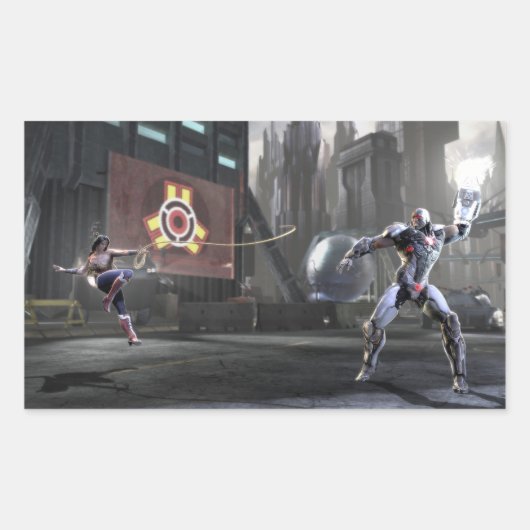 Sticker Rectangulaire Capture d'écran : Wonder Woman vs Cyborg 2 (Devant)