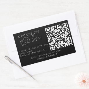 Sticker Rectangulaire Capturez L'Amour Qr Code Black Chic Mariage modern