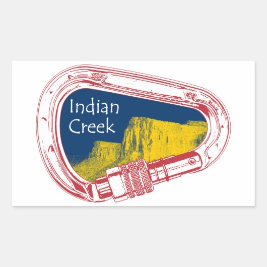 Sticker Rectangulaire Carabiner d'Escalade de Indian Creek (Devant)