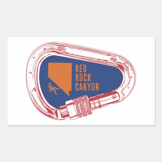 Sticker Rectangulaire Carabiner d'Escalade du canyon de Red Rock (Devant)