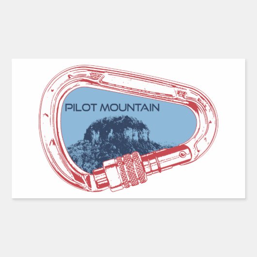 Sticker Rectangulaire Carabiner Escalade Pilot Mountain North Carolina (Devant)