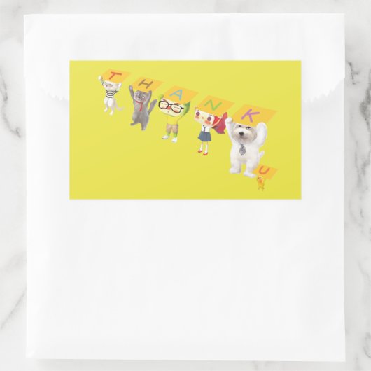 Sticker Rectangulaire Caractères Merci (Sac)