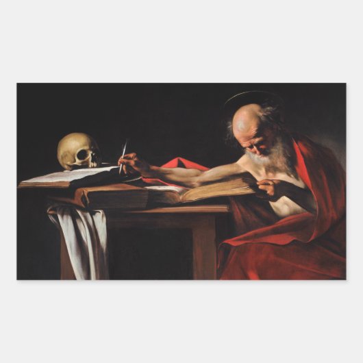 Sticker Rectangulaire Caravaggio - Écriture Saint Jérôme (Devant)